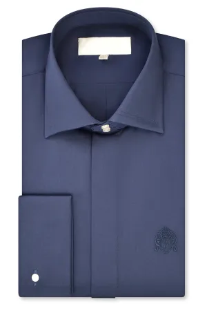 Navy Cutaway Collar Shirt