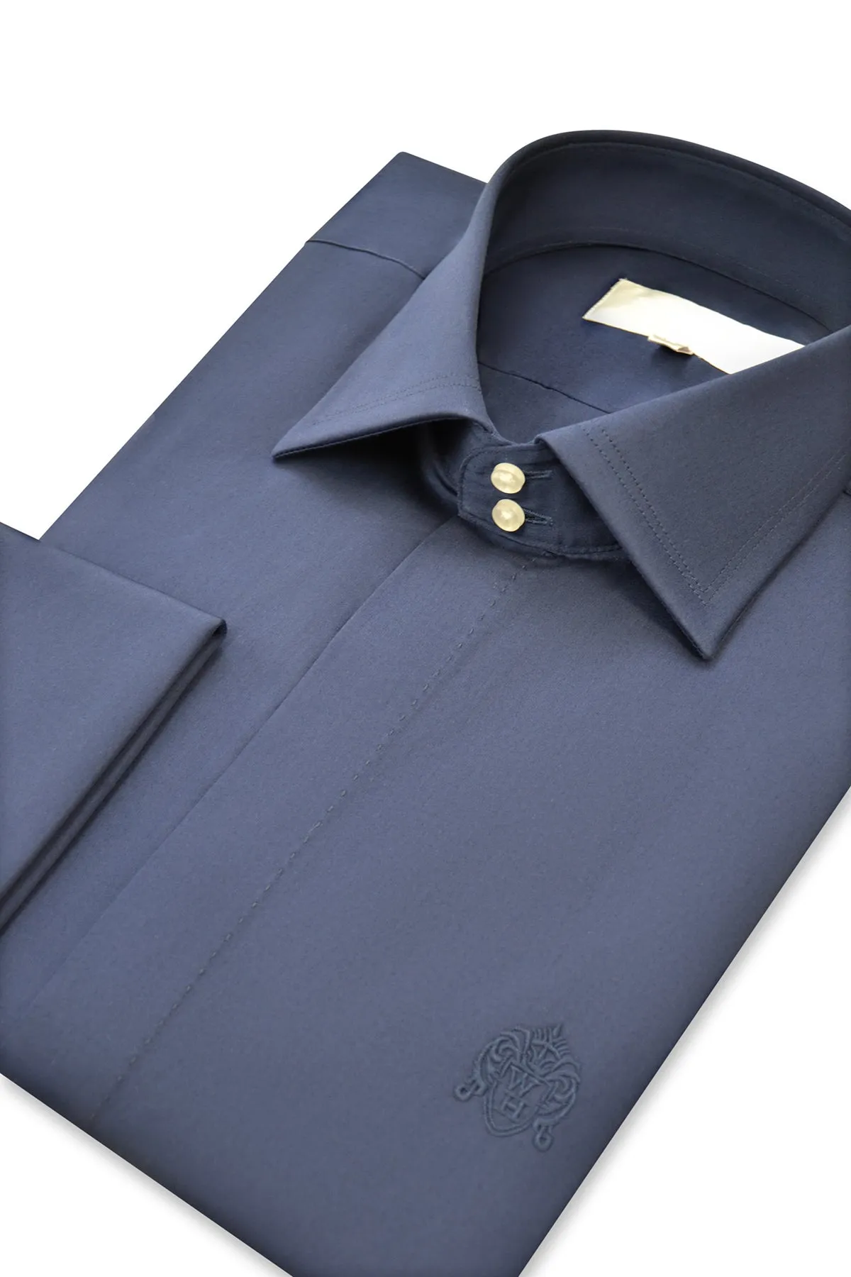 Navy Cutaway Collar Shirt