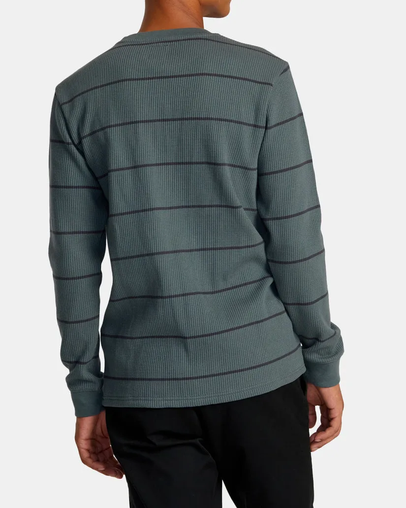 RVCA DAYSHIFT THERMAL STRIPE LONG SLEEVE - BALSAM GREEN