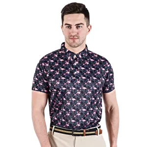 Sidus Men's Black Pink Printed Golf Polo T Shirt (Indian Size)