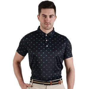 Sidus Men's Black Printed Golf Polo T Shirt (Indian Size)