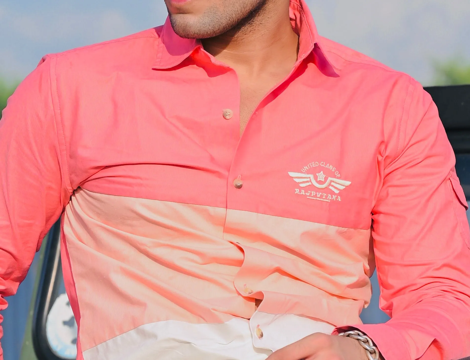 Stretchable 3 Stripe Pink United Clans of Rajputana Shirt