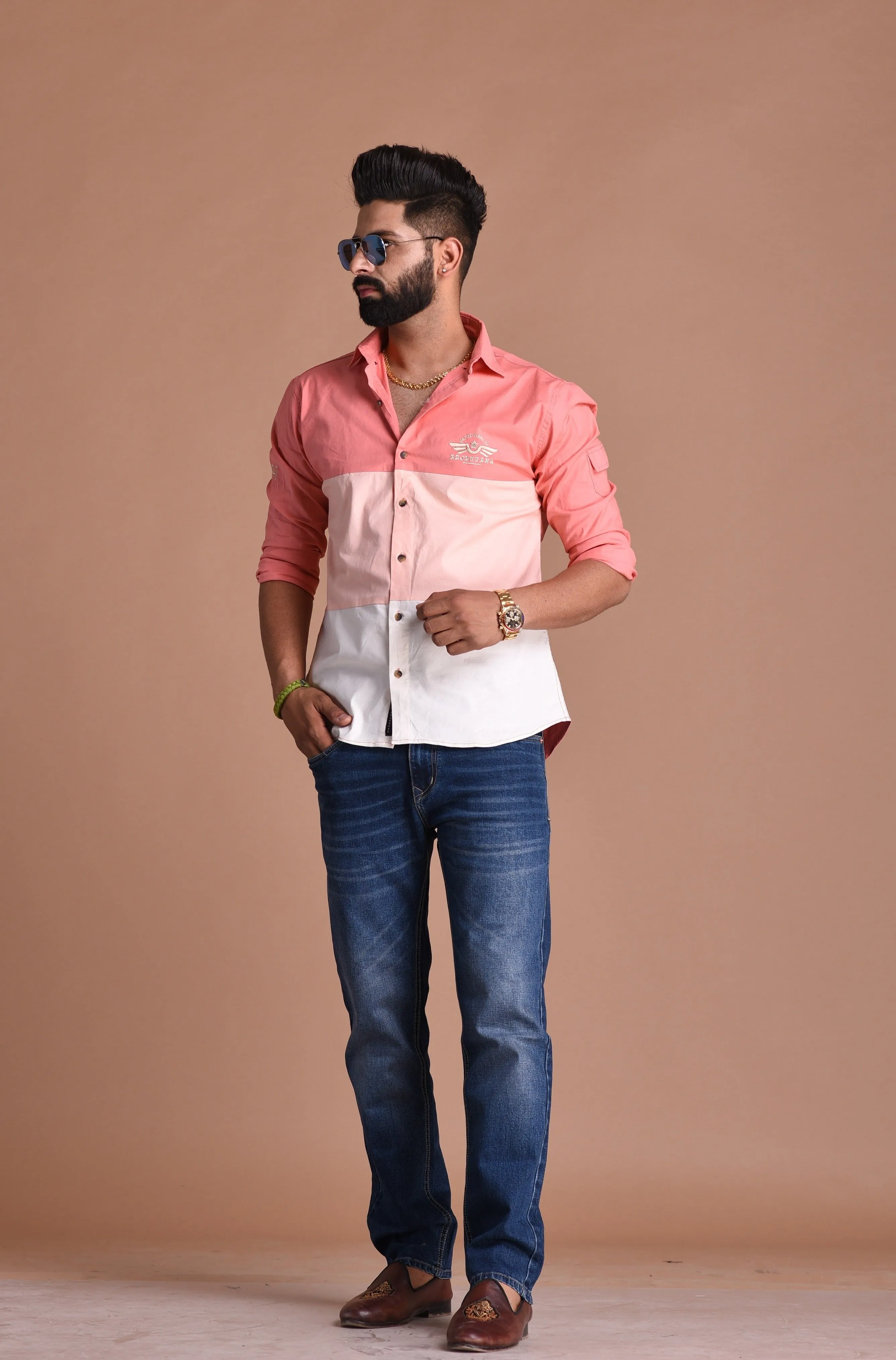 Stretchable 3 Stripe Pink United Clans of Rajputana Shirt