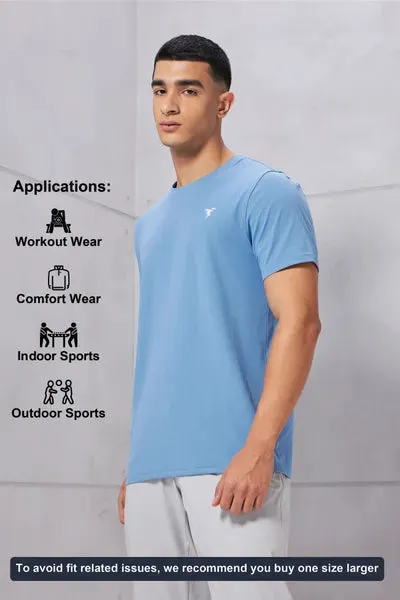 Technosport Active Men's Cotflex Half Sleeve T-Shirt OR-30 (Lichen Blue)