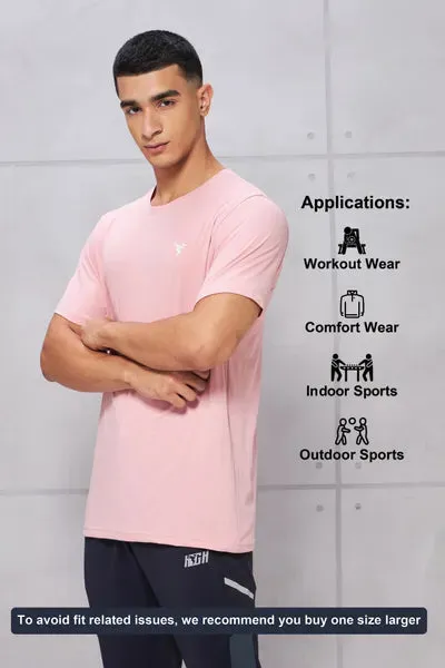 Technosport Active Men's Cotflex Half Sleeve T-Shirt OR-30 (Silver Pink)