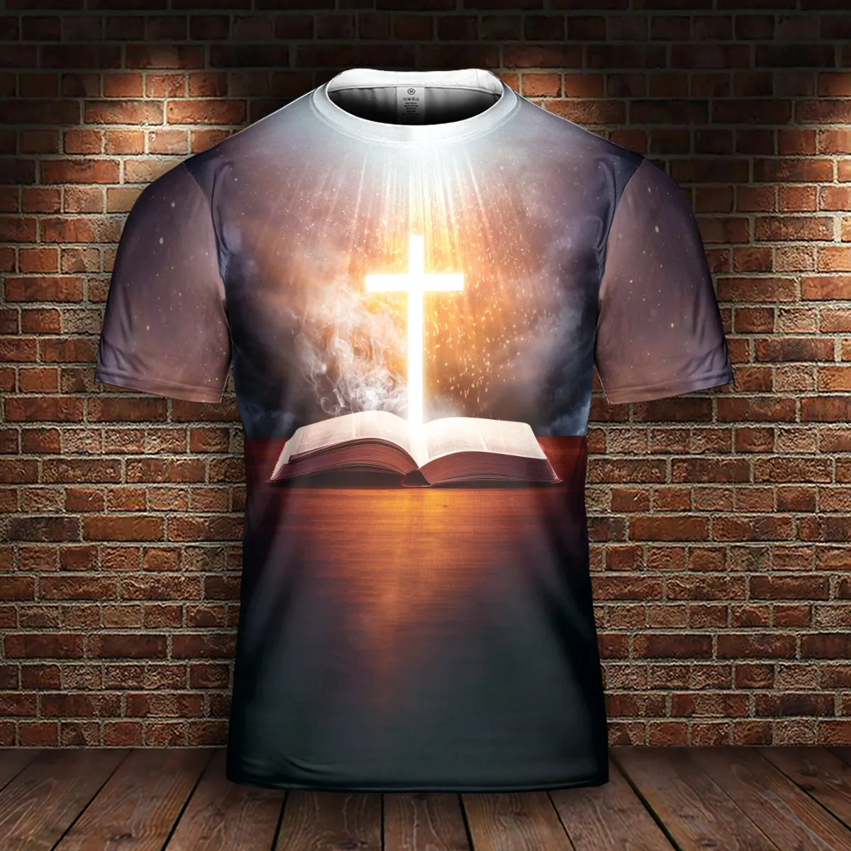 Teesdily | Jesus Christian Cross Bible Heaven Graphic 3D Tshirt Grace Of God I Am What I Am All Over Print Shirt Religious Gift Ideas