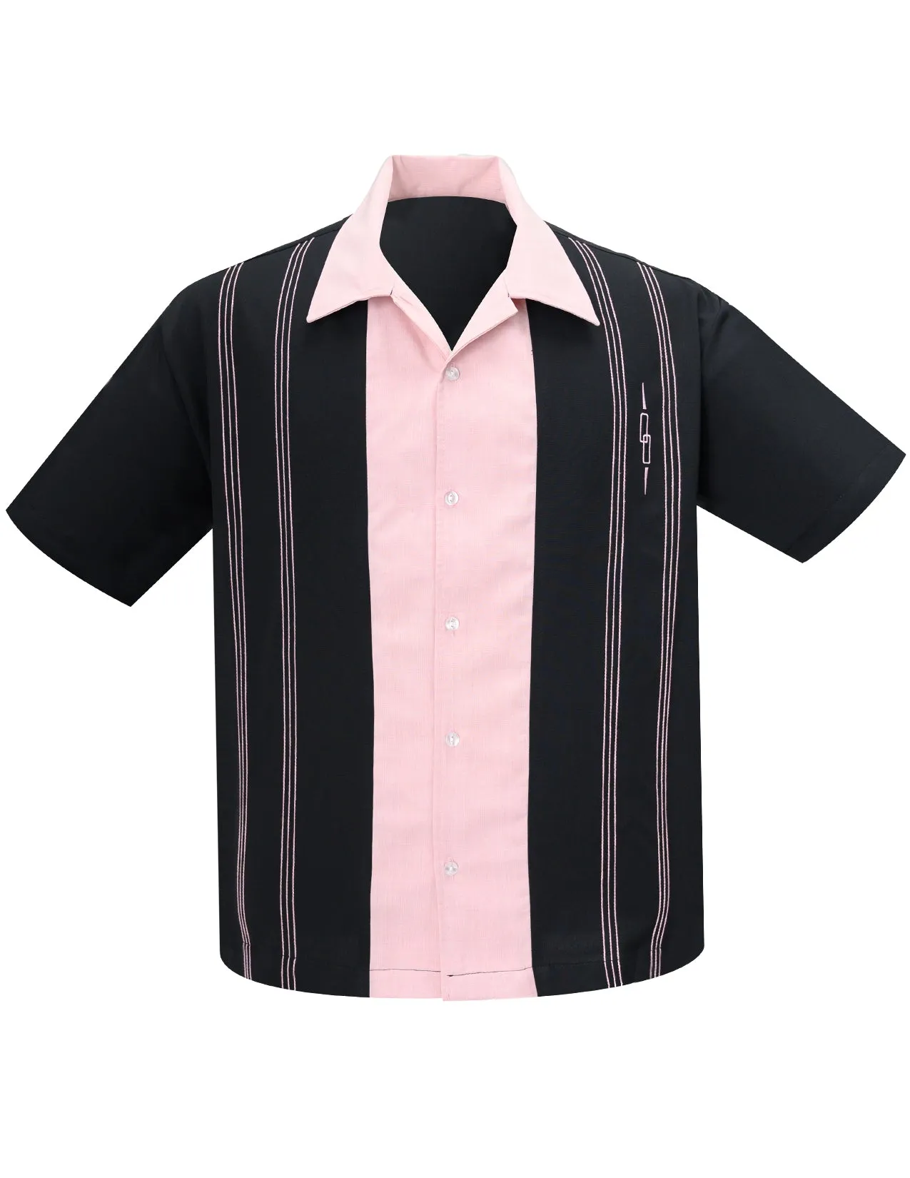 The Harper Bowling Shirt in Black & Pink