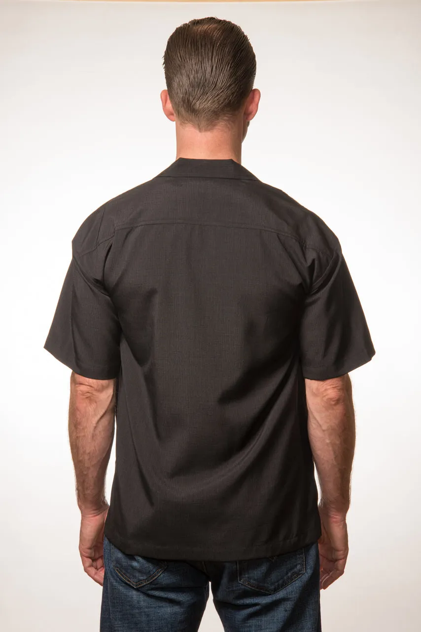 Three Star Panel Bowling Shirt in Black