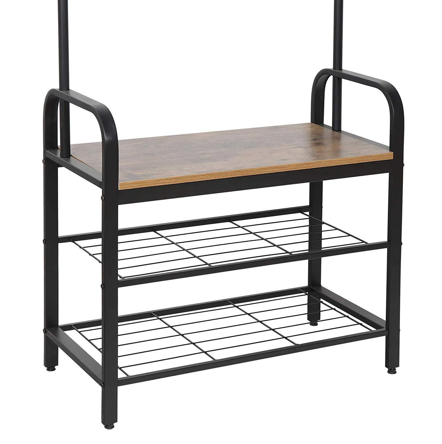 ZENY™ Industrial Coat Rack Shoe Bench, Hall Tree Entryway Storage Shelf